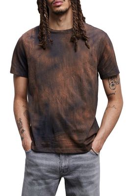 John Varvatos Tie Dye Crewneck T-Shirt in Sepia Brown