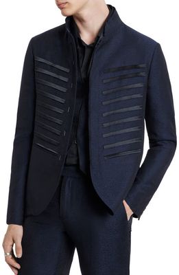 John Varvatos Tilden Slim Fit Wool Blend Jacket in Blue Black