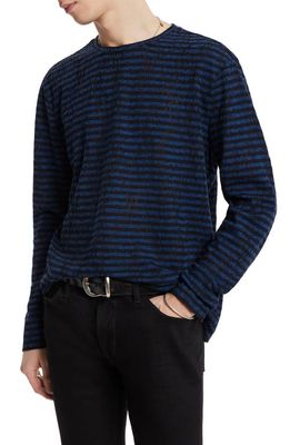 John Varvatos Yadkin Burnout Stripe Crewneck T-Shirt in Navy