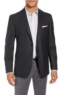 John W. Nordstrom® Traditional Fit Plaid Wool Sport Coat in Charcoal