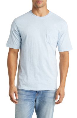 johnnie-O Dale Heathered Pocket T-Shirt in Light Blue