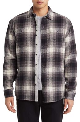 johnnie-O Jerome Plaid Cotton Flannel Button-Up Shirt in Charcoal