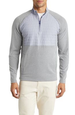 johnnie-O Leon Mixed Media Quarter Zip Pullover in Meteor