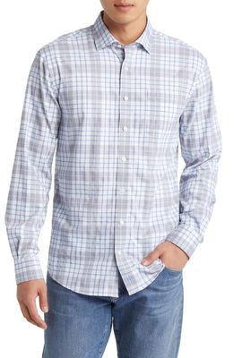 johnnie-O Plaid Performance Button-Up Shirt in Light Gray