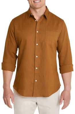 Johnny Bigg Anders Linen Blend Button-Up Shirt in Ginger
