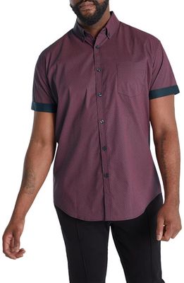 Johnny Bigg Anslow Classic Fit Short Sleeve Stretch Button-Down Shirt in Burgundy