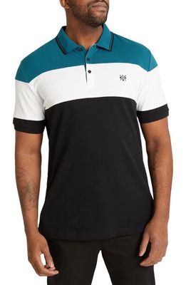 Johnny Bigg Dangerfield Stripe Cotton Polo in Teal