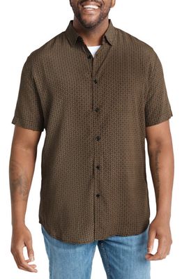 Johnny Bigg Flynn Geo Print Short Sleeve Button-Up Shirt in Stone