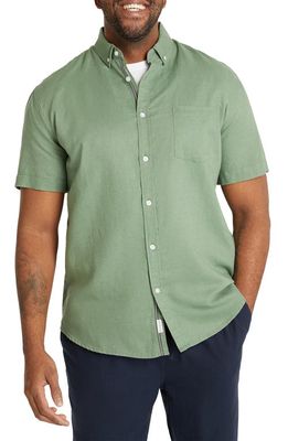 Johnny Bigg Fresno Solid Linen & Cotton Short Sleeve Button-Up Shirt in Fern