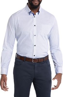 Johnny Bigg Goldman Regular Fit Diamond Print Stretch Button-Down Shirt in White