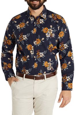 Johnny Bigg Madden Floral Cotton Button-Up Shirt in Navy