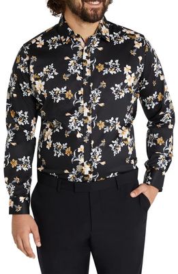 Johnny Bigg Miles Floral Button-Up Shirt in Black