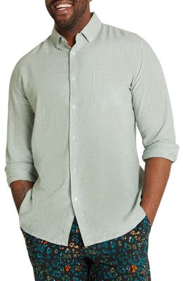 Johnny Bigg Serge Mélange Linen & Cotton Button-Down Shirt in Seafoam