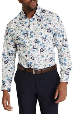 Johnny Bigg Shoreditch Floral Stretch Cotton Button-Up Shirt in Blue