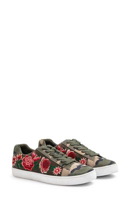 Johnny Was Leather Floral and Camo Sneaker in Sage Camo