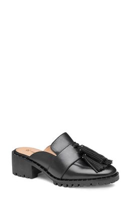 Johnston & Murphy Alice Tassel Mule in Black Calfskin