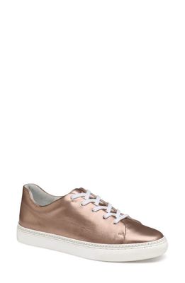 Johnston & Murphy Callie Lace-To-Toe Water Resistant Sneaker in Rose Gold Metallic Sheepskin