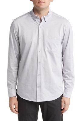 Johnston & Murphy Classic Fit XC Flex Birdseye Cotton Button-Up Shirt in Gray