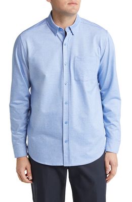 Johnston & Murphy Classic Fit XC Flex Micro Grid Cotton Button-Up Shirt in Blue