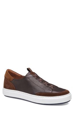 JOHNSTON & MURPHY COLLECTION Anson Lace to Toe Sneaker in Dark Brown Sheepskin/Suede 