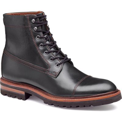 JOHNSTON & MURPHY COLLECTION Dudley Water Resistant Lace-Up Boot in Black Full Grain 