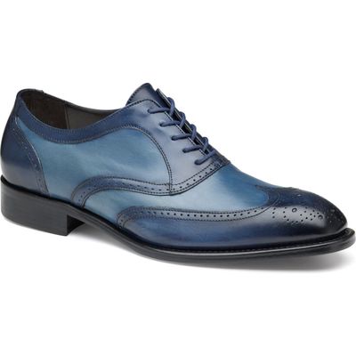 JOHNSTON & MURPHY COLLECTION Ellsworth Wingtip Derby in Navy Italian Calfskin 