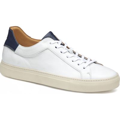 JOHNSTON & MURPHY COLLECTION Jared Lace-to-Toe Sneaker in White Italian Calfskin 