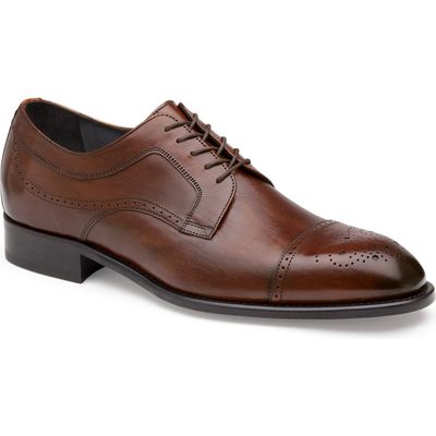 JOHNSTON & MURPHY COLLECTION Johnston & Murphy Ellsworth Medallion Toe Derby in Brown Italian Calfskin 