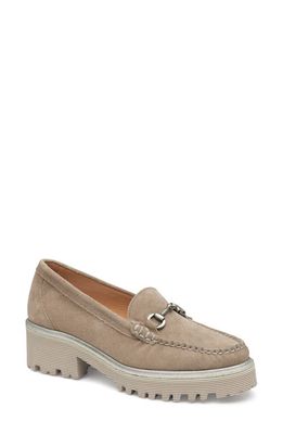 Johnston & Murphy Emmalynn Lug Sole Bit Loafer in Taupe Suede
