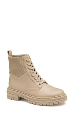 Johnston & Murphy Gianna Water Resistant Combat Bootie in Sand Nappa