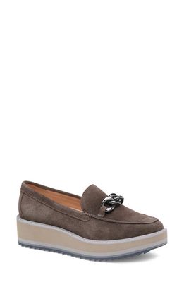 Johnston & Murphy Gracelyn Chain Platform Suede Loafer in Dark Gray Suede