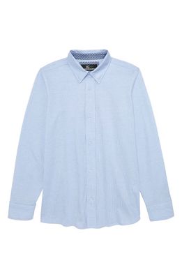 Johnston & Murphy Kids' Flex Stretch Button-Up Shirt in Blue Birdseye