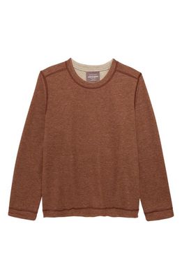 Johnston & Murphy Kids' Solid Reversible Crewneck Long Sleeve T-Shirt in Rust/Oatmeal