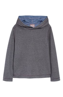 Johnston & Murphy Kids' Solid Reversible Hoodie in Charcoal/Blue