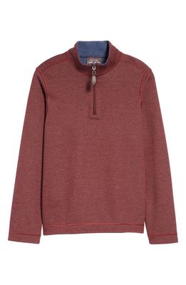 Johnston & Murphy Kids' Solid Reversible Quarter Zip Pullover in Berry/Blue
