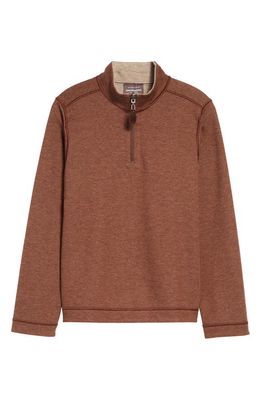 Johnston & Murphy Kids' Solid Reversible Quarter Zip Pullover in Rust/Oatmeal