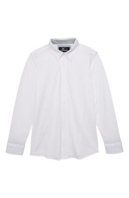 Johnston & Murphy Kids' XC Flex Stretch Button-Up Shirt in White Solid