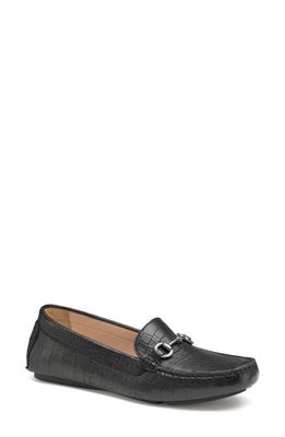 Johnston & Murphy Maggie Driving Shoe in Black Croc Embossed Sheepskin