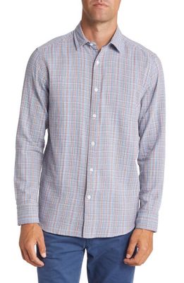 Johnston & Murphy Men's Reversible Woven Button-Up Shirt in Blue Multi Check