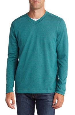 Johnston & Murphy Men's V-Neck Reversible Sweatshirt in Emerald/Brown