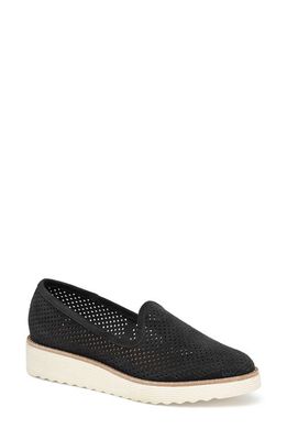Johnston & Murphy Mitzi Perforated Venetian Loafer in Black Suede