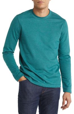 Johnston & Murphy Reversible Crewneck Sweater in Emerald/Brown