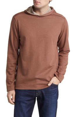 Johnston & Murphy Reversible Long Sleeve Hooded T-Shirt in Rust/Oatmeal