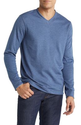 Johnston & Murphy Reversible V-Neck Sweater in Blue/Light Gray