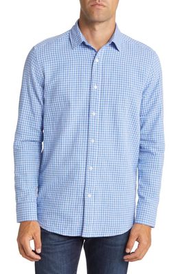 Johnston & Murphy Reversible Woven Button-Up Shirt in Blue Gingham
