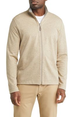 Johnston & Murphy Reversible Zip Knit Jacket in Oatmeal/gray