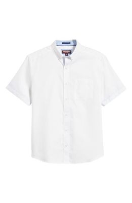 Johnston & Murphy Textured Short Sleeve Button-Down Shirt in White