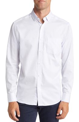 Johnston & Murphy Vertical Dash Button-Up Shirt in White