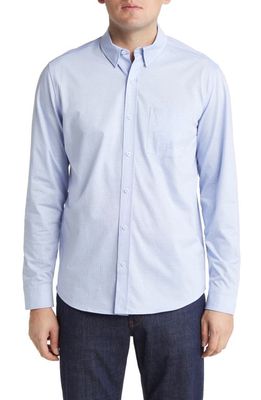 Johnston & Murphy XC Flex Birdseye Cotton Button-Up Shirt in Blue