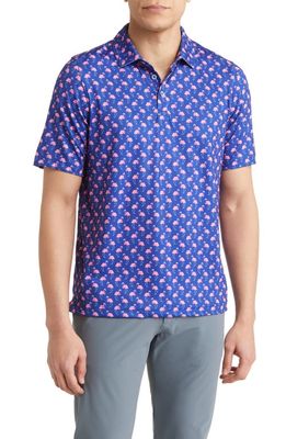 Johnston & Murphy XC4 Flamingo Print Performance Golf Polo in Navy